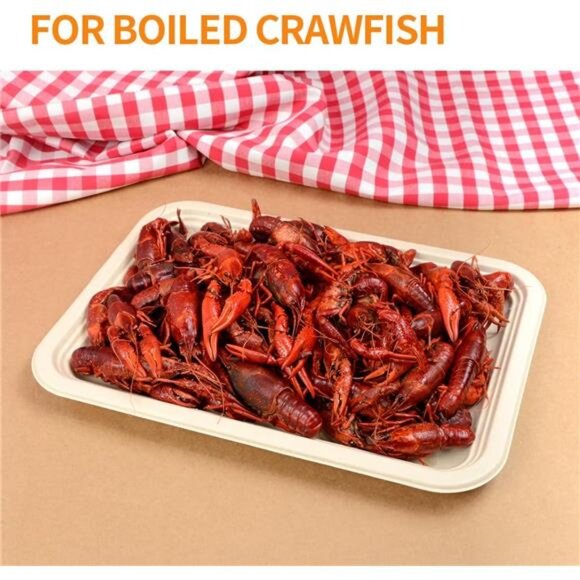 50 Pack 14 Inch Disposable Food Trays for Party, Large Paper Plates 14 inch - Picture 4 of 7